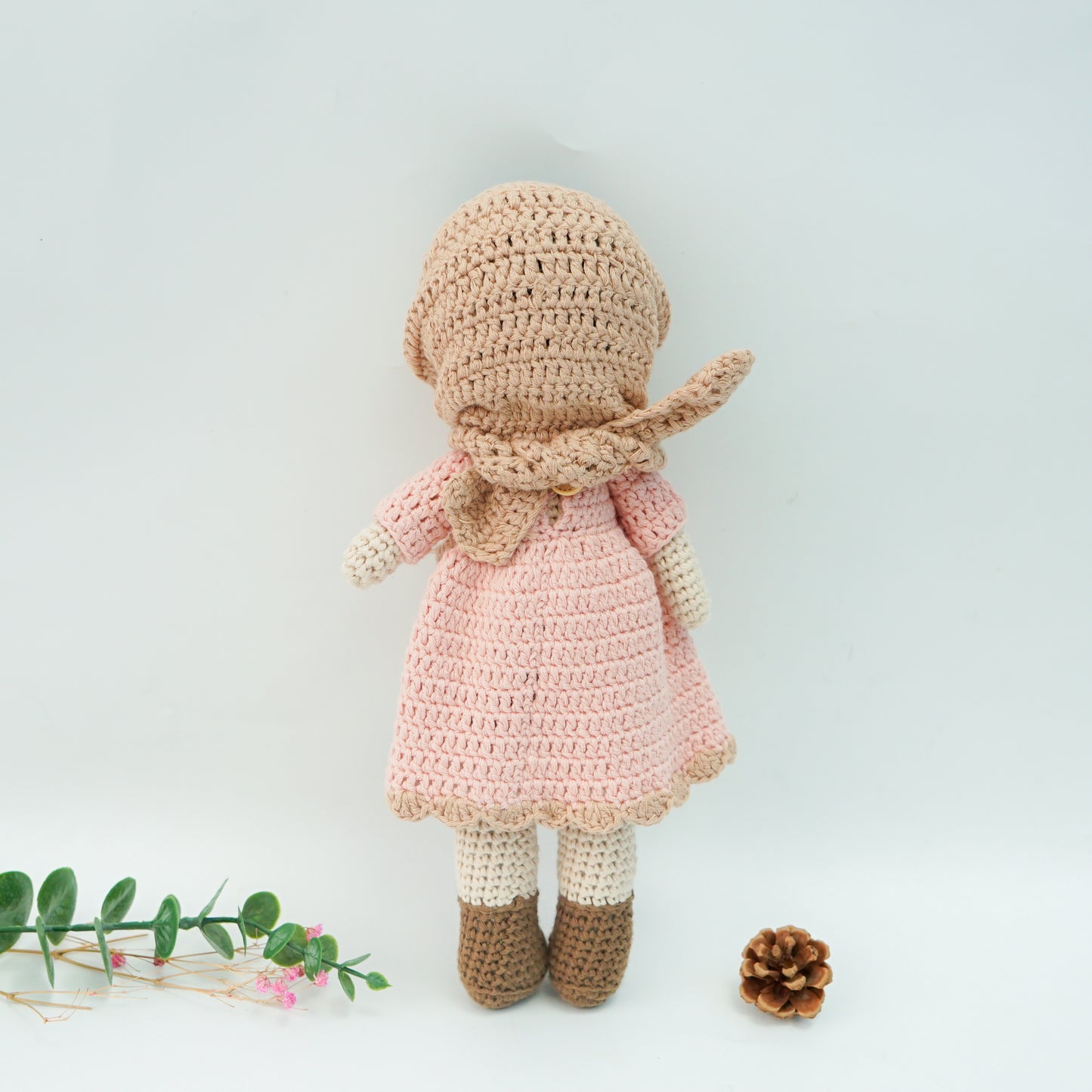 Handmade Crochet Doll - Removable Dress and Hijab, Blush Colour