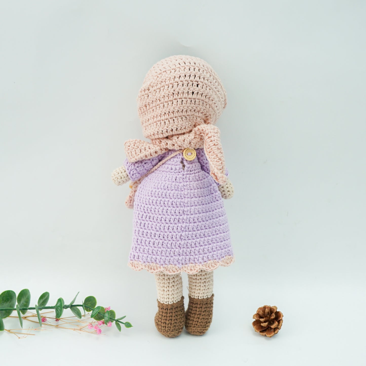 Handmade Crochet Doll - Removable Dress and Hijab, Lilac Colour.