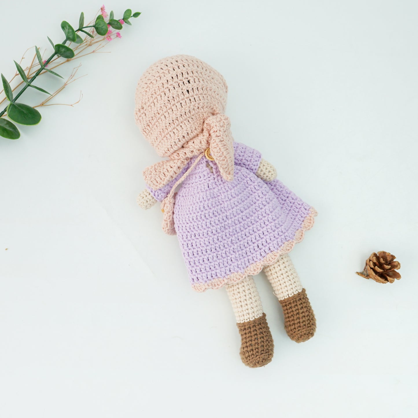 Handmade Crochet Doll - Removable Dress and Hijab, Lilac Colour.