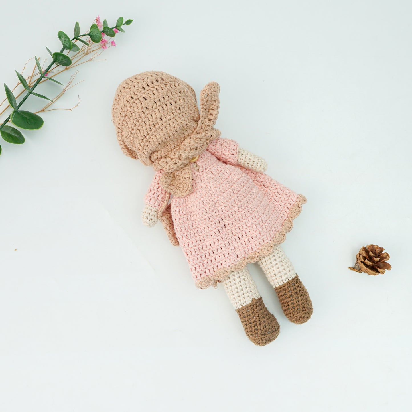 Handmade Crochet Doll - Removable Dress and Hijab, Blush Colour