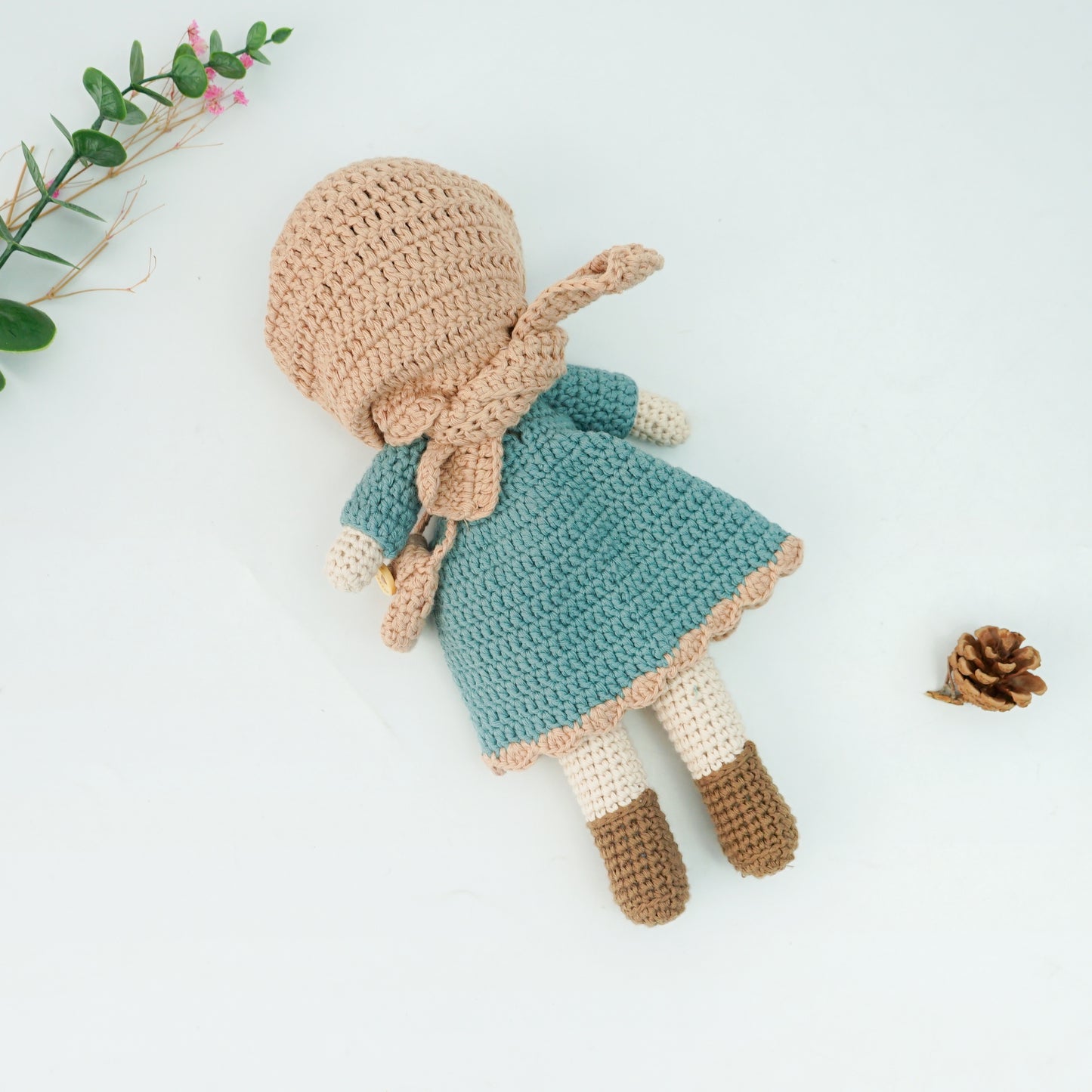 Handmade Crochet Doll - Removable Dress and Hijab, Teal Colour.